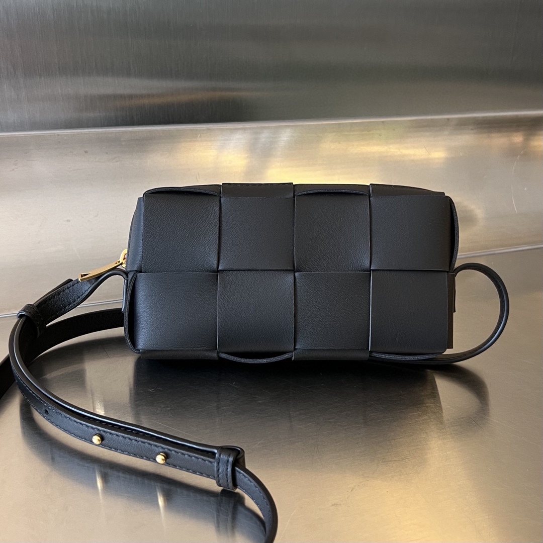 Mini Cassette Intreccio Leather Cross-body Bag Black